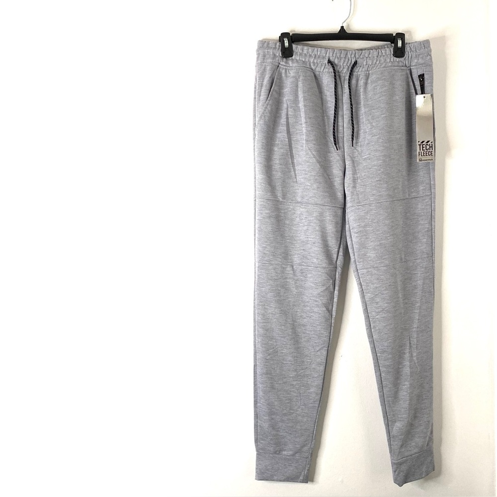 Heather Grey Fleece Jogger Pants NWT Athletic Drawstring SP Essentials